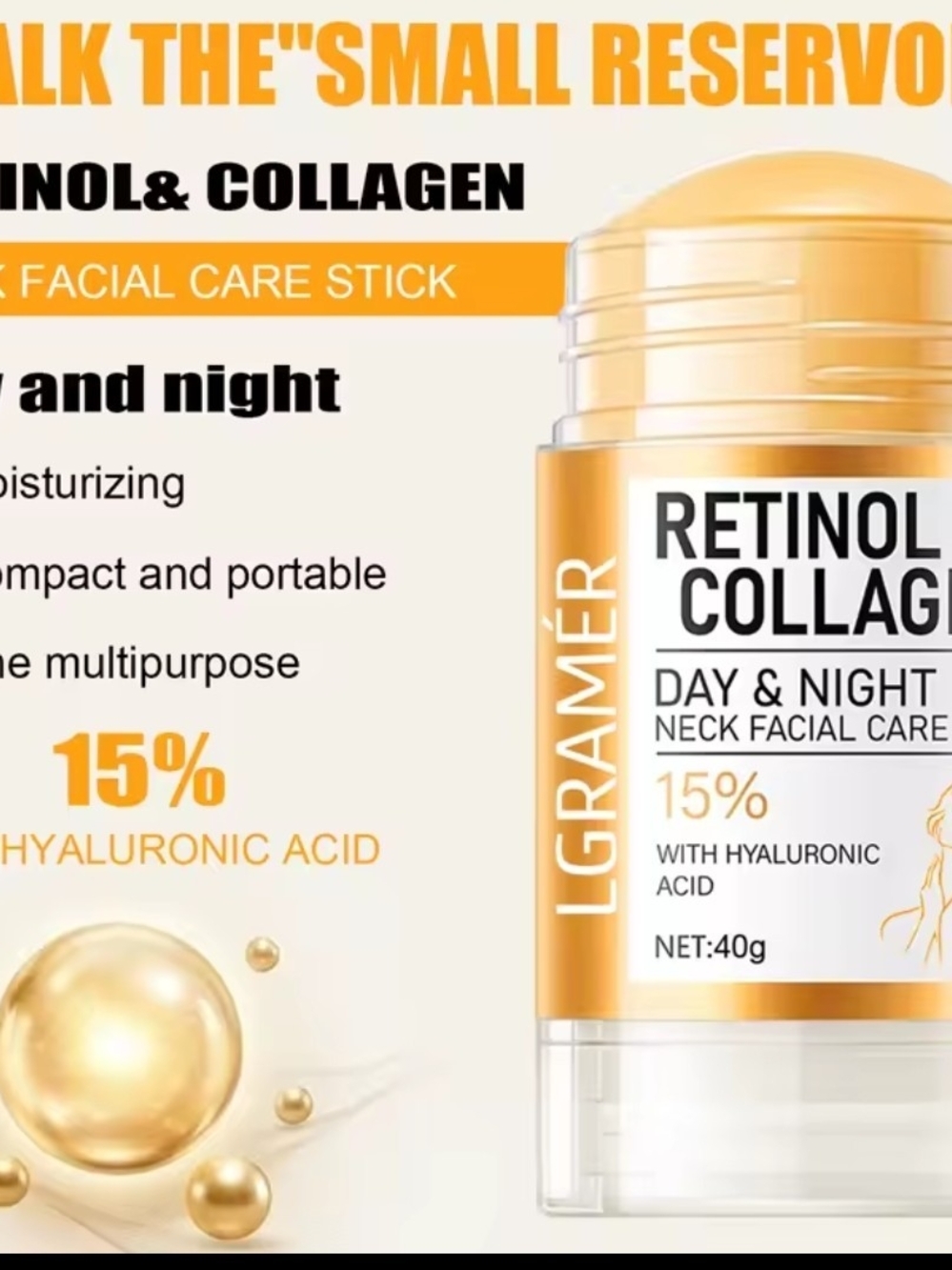 Retinol & Collagen Day & Night Neck Facial Care Stick — Gold